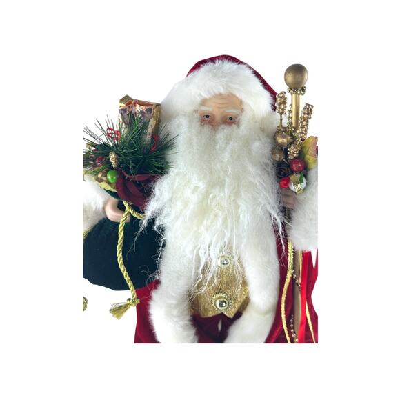 Vintage Santa Claus Figurine With Gift Bag & Staff Christmas Holiday Decoration - Picture 14 of 16